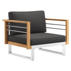 OUTLIV. Hawaii Loungeset 4-tlg. Edelstahl/Teak/Polster Dunkelgrau -Garten Leben outliv hawaii sofagruppe 4 tlg edelstahl teak polster 1340760 7