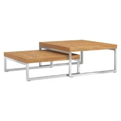 OUTLIV. Hawaii Loungeset 4-tlg. Edelstahl/Teak/Polster Dunkelgrau -Garten Leben outliv hawaii sofagruppe 4 tlg edelstahl teak polster 1340760 8