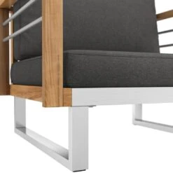 OUTLIV. Hawaii Loungeset 4-tlg. Edelstahl/Teak/Polster Dunkelgrau -Garten Leben outliv hawaii sofagruppe 4 tlg edelstahl teak polster 1340760 9