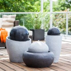 Heissner Jupiter LED Gartenbrunnen Polystone Schwarz/Grau -Garten Leben outliv jupiter led gartenbrunnen schwarz grau 1302612 3