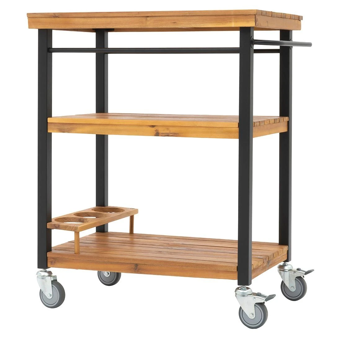 OUTLIV. Bern Servierwagen 66x43x80cm Stahl/Akazie Schwarz/Natur 5 OUTLIV. Bern Servierwagen 66x43x80cm Stahl/Akazie Schwarz/Natur – Bild 3