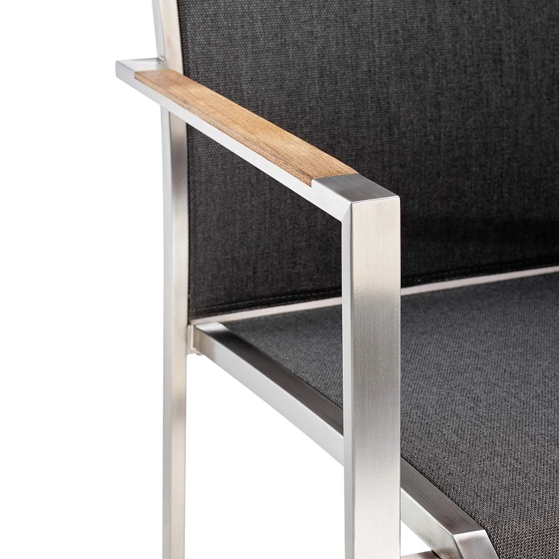 OUTLIV. Kreta Stapelsessel Edelstahl/Textilene Silber/Coal 7 OUTLIV. Kreta Stapelsessel Edelstahl/Textilene Silber/Coal – Bild 5