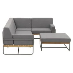 OUTLIV. Largo Ecklounge Stahl/Kunstfaser Anthrazit/Royal Dark Grey -Garten Leben outliv largo loungeecke 5tlg stahl pulver akazie kissen anthrazit grau 1205394 6