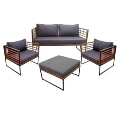 OUTLIV. Maui Loungeset 4-tlg. Stahl/Akazie/Polster Schwarz/Anthrazit -Garten Leben outliv maui loungegruppe 4 tlg stahl akazie polster 1418409 2