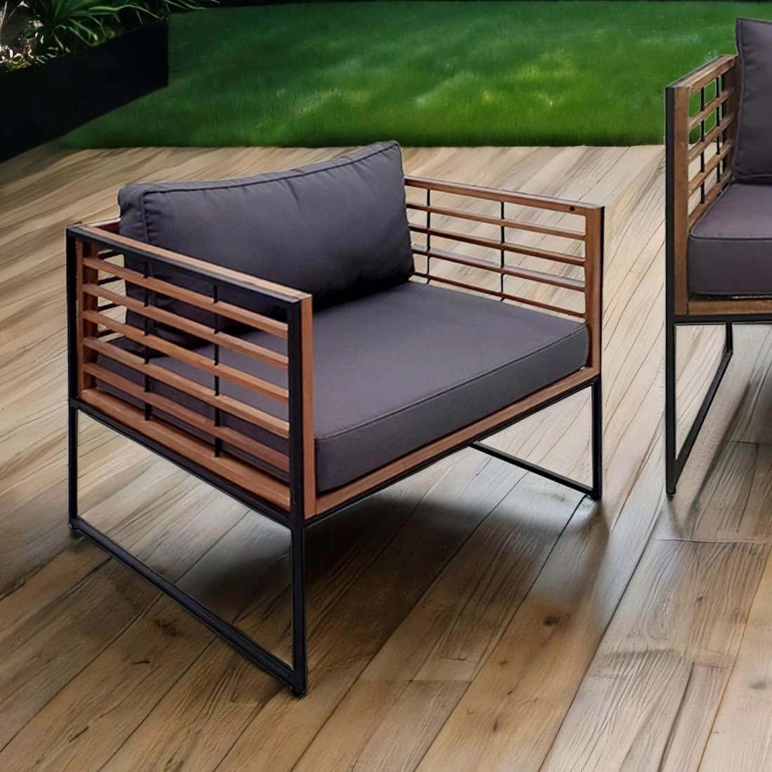 OUTLIV. Maui Loungesessel Stahl/Akazie/Polster Schwarz/Anthrazit 3 OUTLIV. Maui Loungesessel Stahl/Akazie/Polster Schwarz/Anthrazit