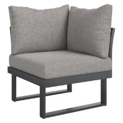 OUTLIV. Naxos Ecklounge Aluminium/Kunstfaser Dunkelgrau/Natur -Garten Leben outliv naxos loungeecke aluminium akazie inkl kissen 1427385 9