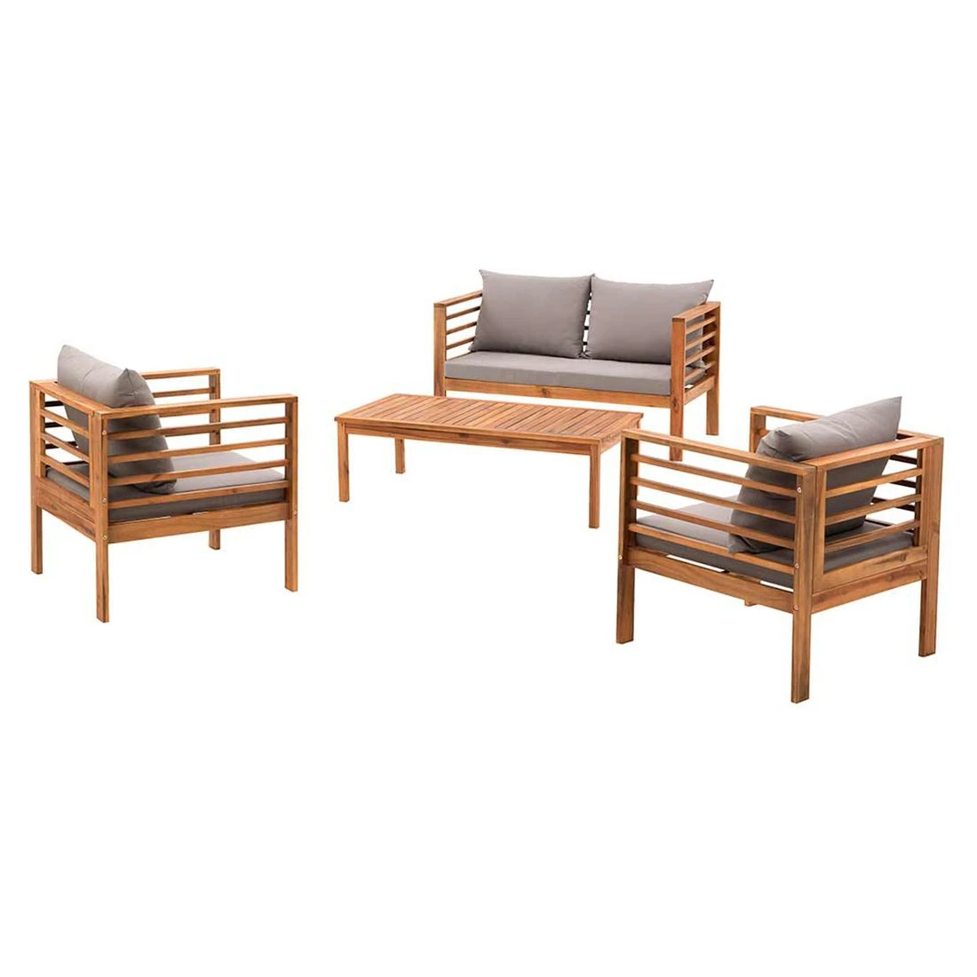 OUTLIV. Odense Loungeset 4-tlg. Akazie/Polyester Teak Look/Hellgrau 8 OUTLIV. Odense Loungeset 4-tlg. Akazie/Polyester Teak Look/Hellgrau – Bild 6