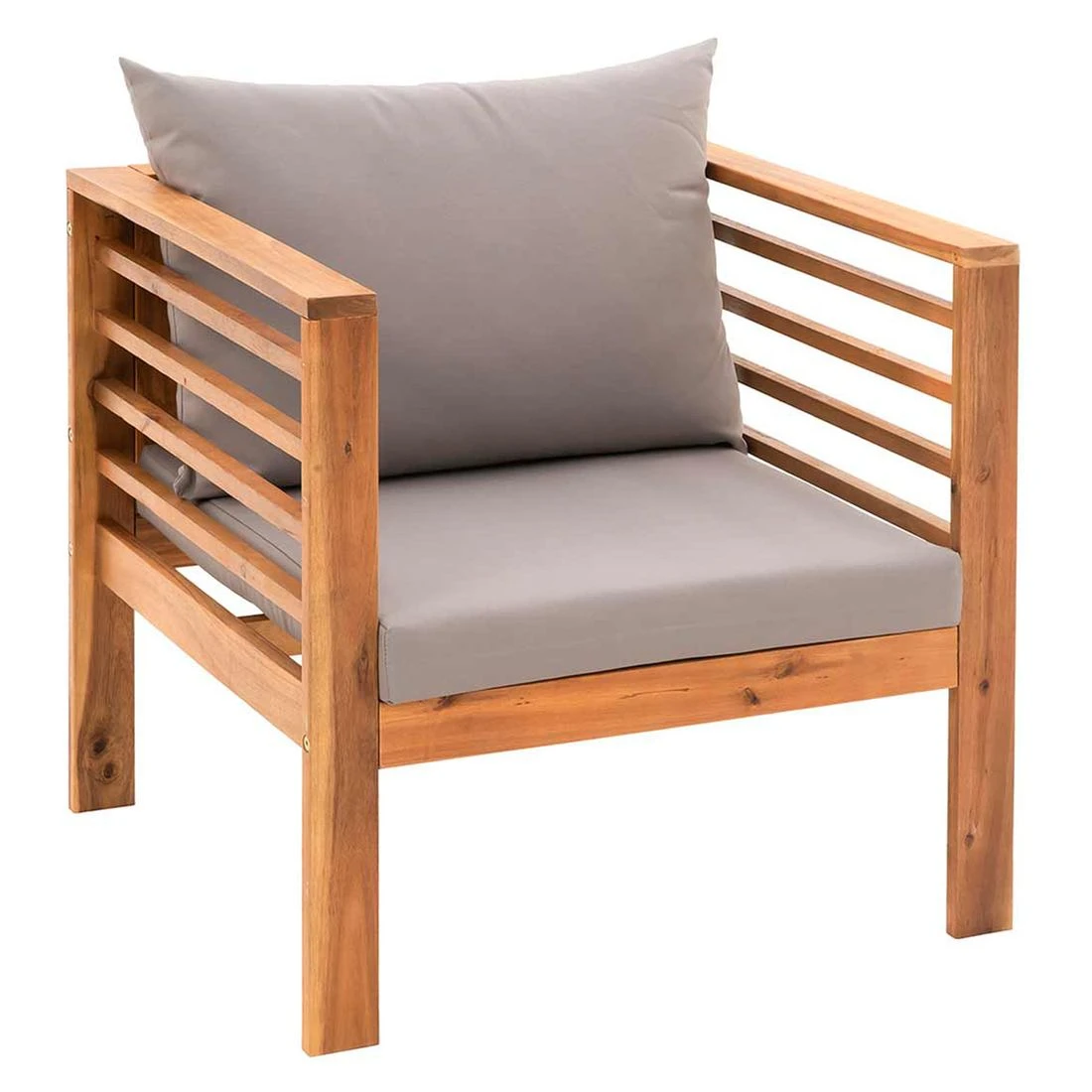 OUTLIV. Odense Loungeset 4-tlg. Akazie/Polyester Teak Look/Hellgrau 11 OUTLIV. Odense Loungeset 4-tlg. Akazie/Polyester Teak Look/Hellgrau – Bild 9