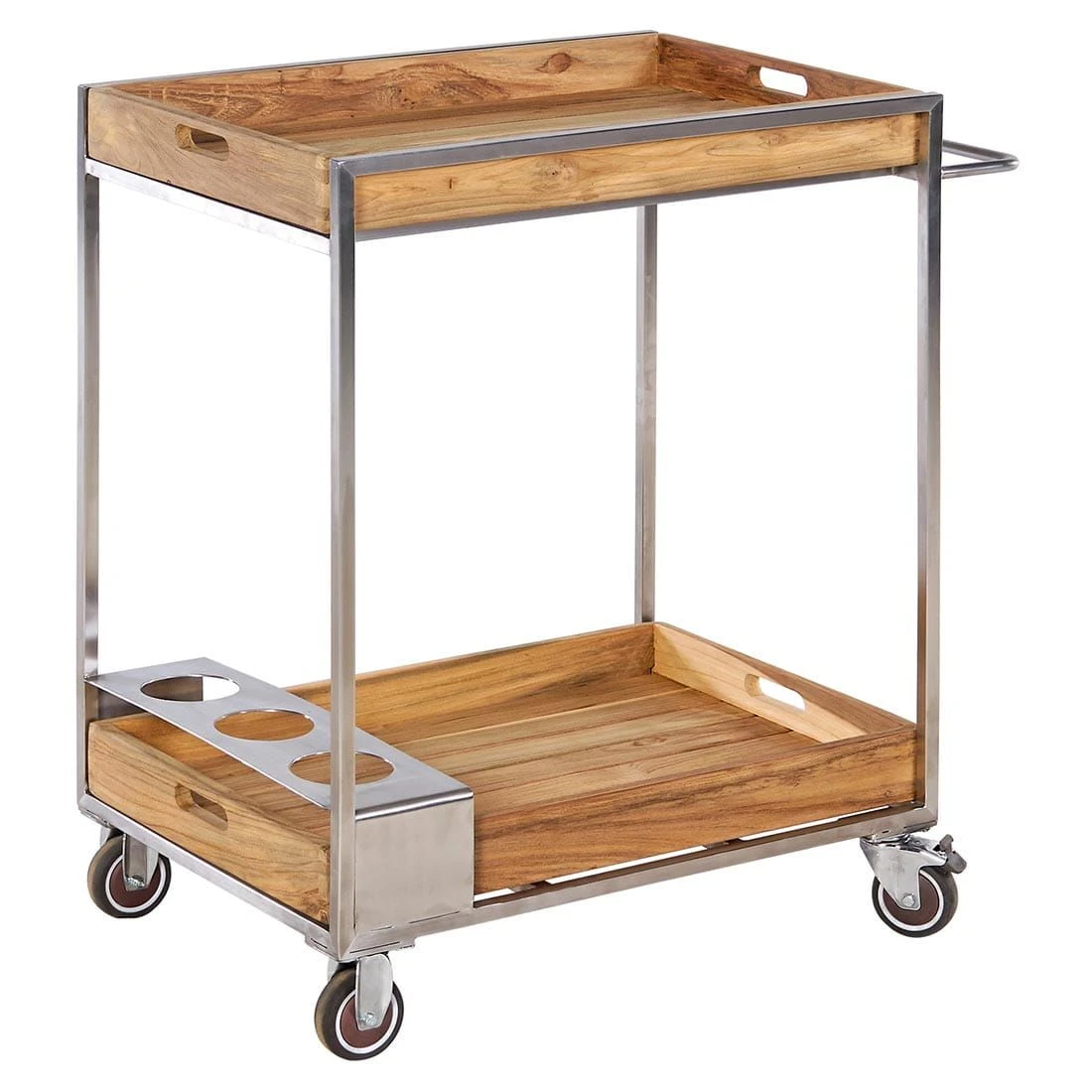 OUTLIV. Oro Servierwagen Teak Recycelt Silber/Natur 3 OUTLIV. Oro Servierwagen Teak Recycelt Silber/Natur