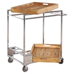 OUTLIV. Oro Servierwagen Edelstahl/Teak Recycelt Silber/Natur -Garten Leben outliv oro servierwagen edelstahl teak recycelt silber braun 1323083 2 1