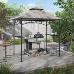 OUTLIV. Gartenpavillon 152x244cm Stahl/Stoff Schwarz/Grau -Garten Leben outliv pavillon 152x244cm stahl stoff 1396640 2