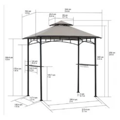 OUTLIV. Gartenpavillon 152x244cm Stahl/Stoff Schwarz/Grau -Garten Leben outliv pavillon 152x244cm stahl stoff 1396640 4