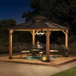 OUTLIV. Pavillon 335x335 Cm Zedernholz/Stahl Braun -Garten Leben outliv pavillon 335x335 cm zedernholz stahl 1422226 10