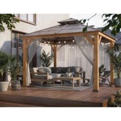 OUTLIV. Pavillon 335x335 Cm Zedernholz/Stahl Braun -Garten Leben outliv pavillon 335x335 cm zedernholz stahl 1422226 11