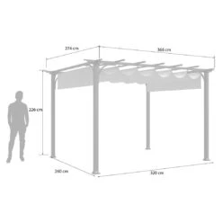 OUTLIV. Gartenpergola 366x274 Cm Stahl/Stoff Schwarz/Beige -Garten Leben outliv pergola 366x274 cm aluminium stoff 1396618 10
