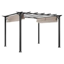 OUTLIV. Gartenpergola 366x274 Cm Stahl/Stoff Schwarz/Beige -Garten Leben outliv pergola 366x274 cm aluminium stoff 1396618 3