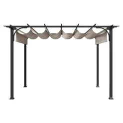 OUTLIV. Gartenpergola 366x274 Cm Stahl/Stoff Schwarz/Beige -Garten Leben outliv pergola 366x274 cm aluminium stoff 1396618 4