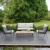 OUTLIV. Reims Loungeset 4-tlg. Stahl/Rope Teaklook/Anthrazit -Garten Leben outliv reims stackable loungeset stahl rope teaklook anthrazit 1267720 1