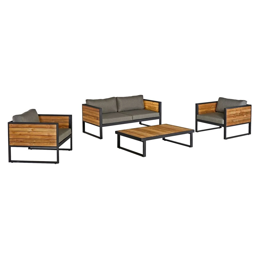 OUTLIV. Rhodos Loungeset 4-tlg. Aluminium/Teak/Olefin Anthrazit/Natur 4 OUTLIV. Rhodos Loungeset 4-tlg. Aluminium/Teak/Olefin Anthrazit/Natur – Bild 2