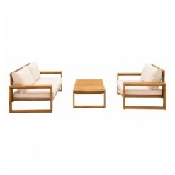 OUTLIV. Santa Cruz Loungeset 3-tlg. Akazie/Polyester Natur/Ecru -Garten Leben outliv santa cruz loungeset 3 tlg akazie polyester 1376884 4