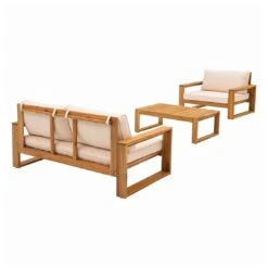 OUTLIV. Santa Cruz Loungeset 3-tlg. Akazie/Polyester Natur/Ecru -Garten Leben outliv santa cruz loungeset 3 tlg akazie polyester 1376884 5