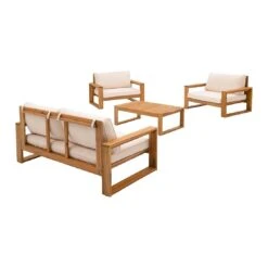 OUTLIV. Santa Cruz Loungeset 4-tlg. Akazie/Polyester Natur/Ecru -Garten Leben outliv santa cruz loungeset 4 tlg akazie polyester 1376928 2