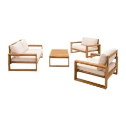 OUTLIV. Santa Cruz Loungeset 4-tlg. Akazie/Polyester Natur/Ecru -Garten Leben outliv santa cruz loungeset 4 tlg akazie polyester 1376928 3