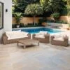 OUTLIV. Versailles Loungeset 4-tlg. Geflecht/Polyester Mixed Beige -Garten Leben outliv versailles castello sofagruppe geflecht teak mixed beige 1314954 1