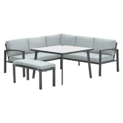 OUTLIV. Wellington Dininglounge 3-tlg. Aluminium/Polster Carbon Black/Mint Grey Carbon Black/Mint Grey -Garten Leben outliv wellington loungeecke aluminium polster carbon black mint grey 1247414 2