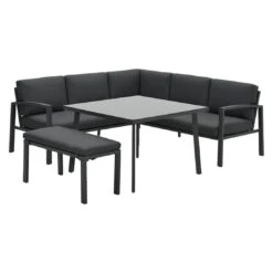 OUTLIV. Wellington Dininglounge 3-tlg. Aluminium/Polster Carbon Black/Reflex Black -Garten Leben outliv wellington loungeecke aluminium polster carbon black reflex black 1247403 2