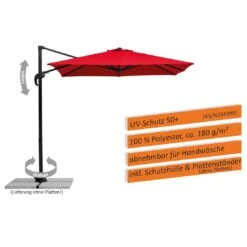Schneider® Schneider Rhodos Junior Ampelschirm 230x230cm Anthrazit/Rot -Garten Leben schneider rhodos junior ampelschirm 230x230cm 1357084 4