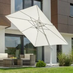 Schneider® Schneider Rhodos Twist-Bianco Ampelschirm 300x300cm Weiß/Weiß -Garten Leben schneider rhodos twist bianco ampelschirm 300x300cm weiss 1098232 2