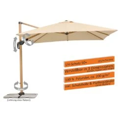 Schneider® Schneider Rhodos Twist-Woody Ampelschirm 300x300cm Natur -Garten Leben schneider rhodos twist woody ampelschirm 300x300cm 1357095 4