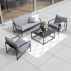Schöner Wohnen Ameland Loungeset 4-tlg. Aluminium/Sunbrella Schwarz/Grau -Garten Leben schoener wohnen ameland loungeset 4 tlg aluminium sunbrella 1470494 1