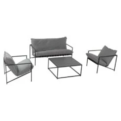 Schöner Wohnen Ameland Loungeset 4-tlg. Aluminium/Sunbrella Schwarz/Grau -Garten Leben schoener wohnen ameland loungeset 4 tlg aluminium sunbrella 1470494 2