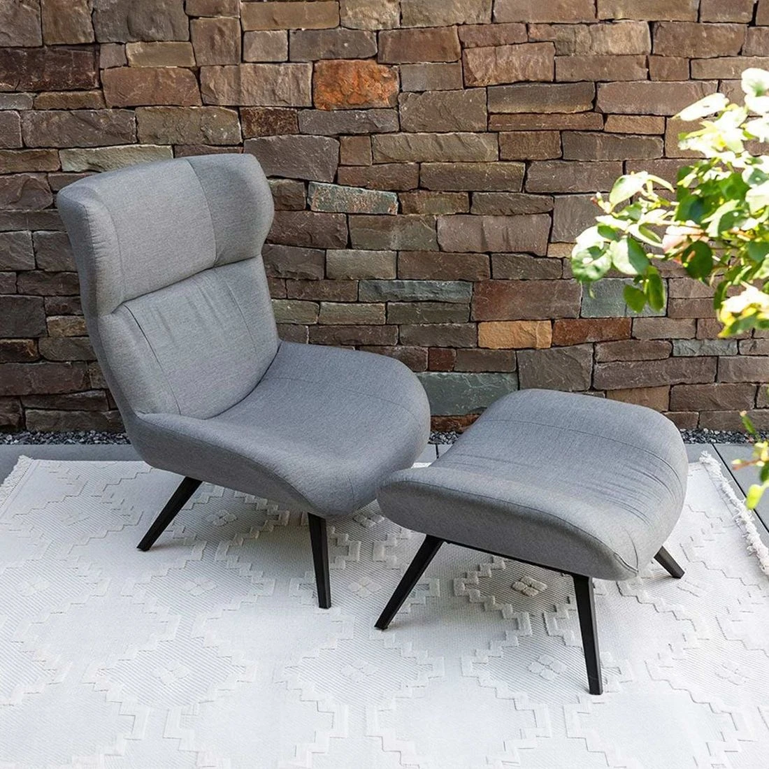 Schöner Wohnen Elin Loungesessel Inkl. Hocker Aluminium/Sunbrella Schwarz/Grau 3 Schöner Wohnen Elin Loungesessel Inkl. Hocker Aluminium/Sunbrella Schwarz/Grau