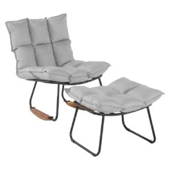 Schöner Wohnen Leska Schaukelstuhl Ink.Hocker Aluminium/Sunbrella Schwarz/Grau -Garten Leben schoener wohnen leska schaukelstuhl ink hocker aluminium sunbrella 1470538 2