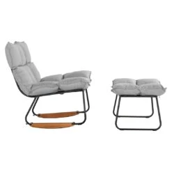 Schöner Wohnen Leska Schaukelstuhl Ink.Hocker Aluminium/Sunbrella Schwarz/Grau -Garten Leben schoener wohnen leska schaukelstuhl ink hocker aluminium sunbrella 1470538 3