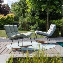 Schöner Wohnen Leska Schaukelstuhl Ink.Hocker Aluminium/Sunbrella Schwarz/Grau -Garten Leben schoener wohnen leska schaukelstuhl ink hocker aluminium sunbrella 1470538 8