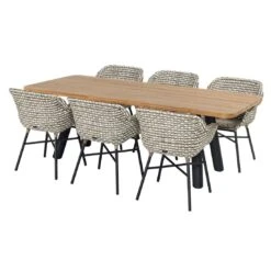 Schöner Wohnen Saba Gartentisch 220x100cm Aluminium/Teak Schwarz/Natur -Garten Leben schoener wohnen saba gartentisch 220x100cm aluminium teak 1470450 6