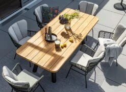 Schöner Wohnen Saba Gartentisch 220x100cm Aluminium/Teak Schwarz/Natur -Garten Leben schoener wohnen saba gartentisch 220x100cm aluminium teak 1470450 8