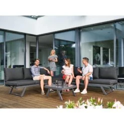 Sieger Auckland Ecklounge 4-tlg. Aluminium/Sunproof® Graphit/Grau -Garten Leben sieger auckland louneecke aluminium sunproof graphit grau 1315350 17