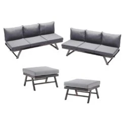 Sieger Auckland Ecklounge 4-tlg. Aluminium/Sunproof® Eisengrau/Hellgrau -Garten Leben sieger auckland loungeecke aluminium sunproof eisengrau hellgrau 1315328 2