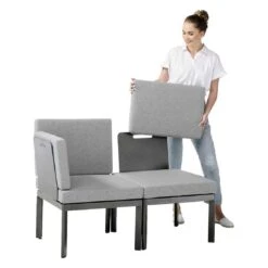 Sieger Lugo Gartensofa Aluminium/Sunproof Eisengrau/Hellgrau -Garten Leben sieger lugo loungebank aluminium sunproof 1426791 2