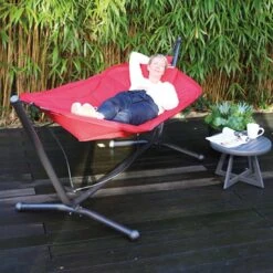 Siena Garden Panama Hängematte Mit Gestell Stahl/Oxfordgewebe Grau/Rot -Garten Leben siena garden panama haengematte mit gestell stahl oxfordgewebe 1363827 7