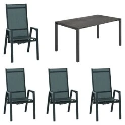 Siena Garden Savona Gartenmöbelset 5-tlg.+Tisch 160/217/167x92 Cm Anthrazit/Silber-Schwarz