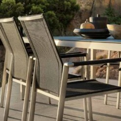 Solpuri Dance Stapelsessel Edelstahl/Textilene Silber/Coal -Garten Leben solpuri dance stapelsessel edelstahl textilene 1475015 10