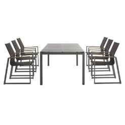 Solpuri Foxx Gartenmöbel-Set 7-tlg. + Tisch 160/220x100cm Anthrazit/Coal