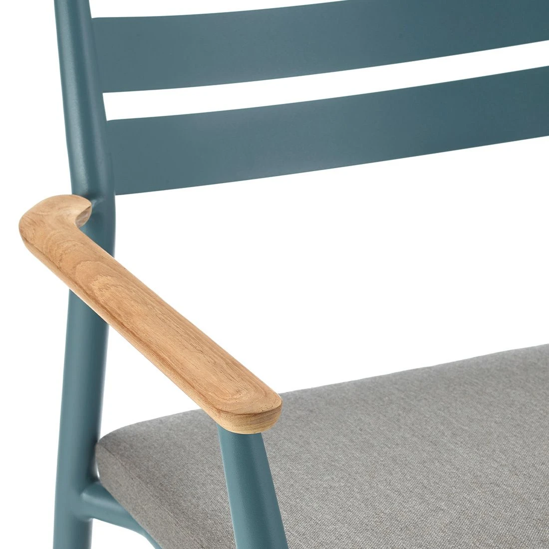 Solpuri Pia Stapelsessel Aluminium/Teak Inkl. Kissen Petrol/Natur 5 Solpuri Pia Stapelsessel Aluminium/Teak Inkl. Kissen Petrol/Natur – Bild 3