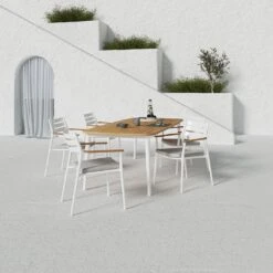 Solpuri Pia Stapelsessel Aluminium/Teak Inkl. Kissen White/Natur -Garten Leben solpuri pia stapelsessel aluminium teak inkl kissen 1470362 5